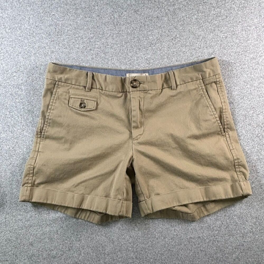 Banana Republic Chino Shorts Womens 6 Khaki Tan Stretch Cuffed Preppy